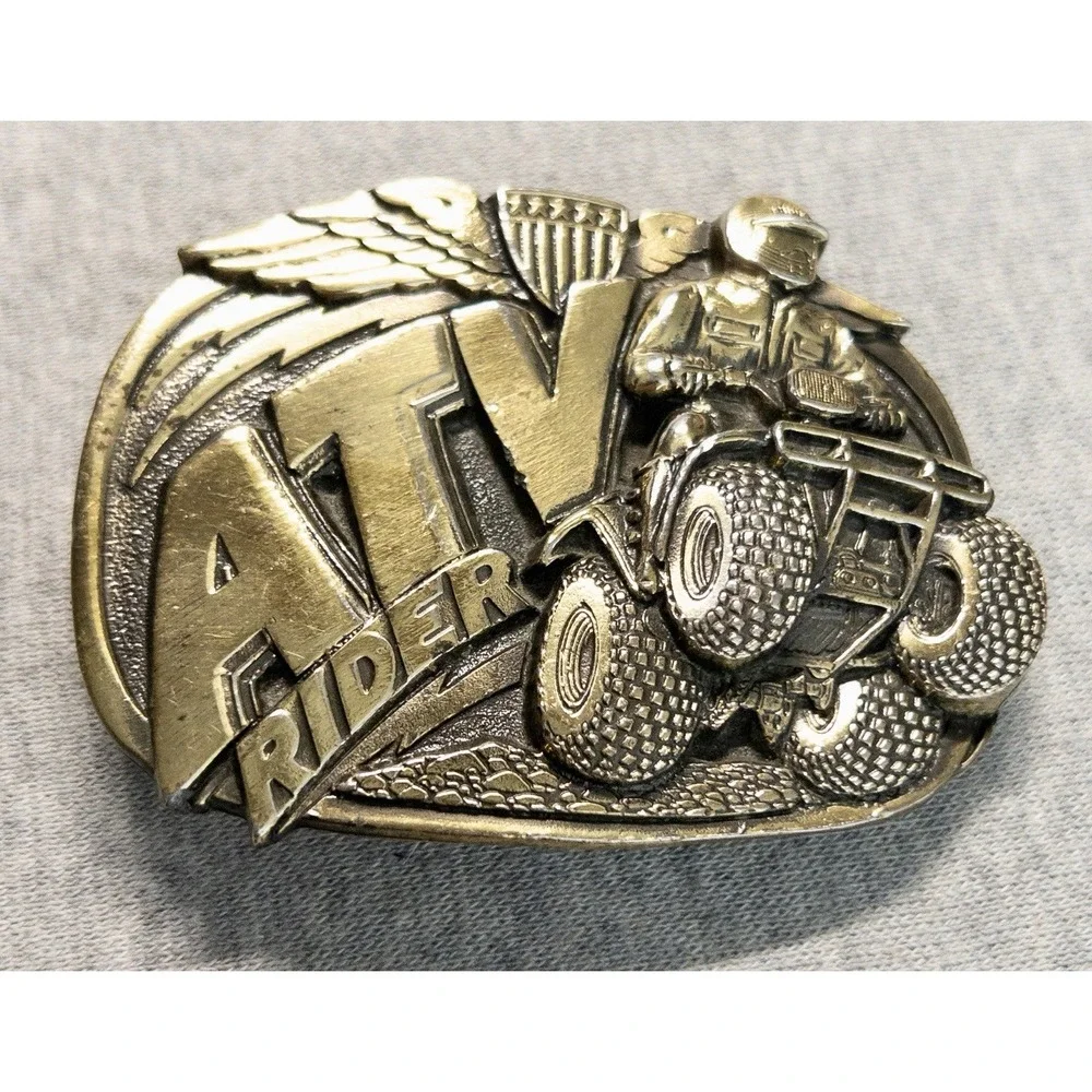 Vtg‎ 1985 ATV Rider All Terrain Vehicle Belt Buckle Great American Buckle Co.